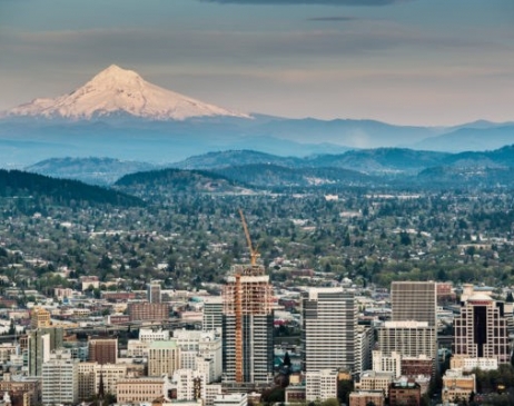 Buildings Portland Oregon Skyline Mt Hood 1 640x400